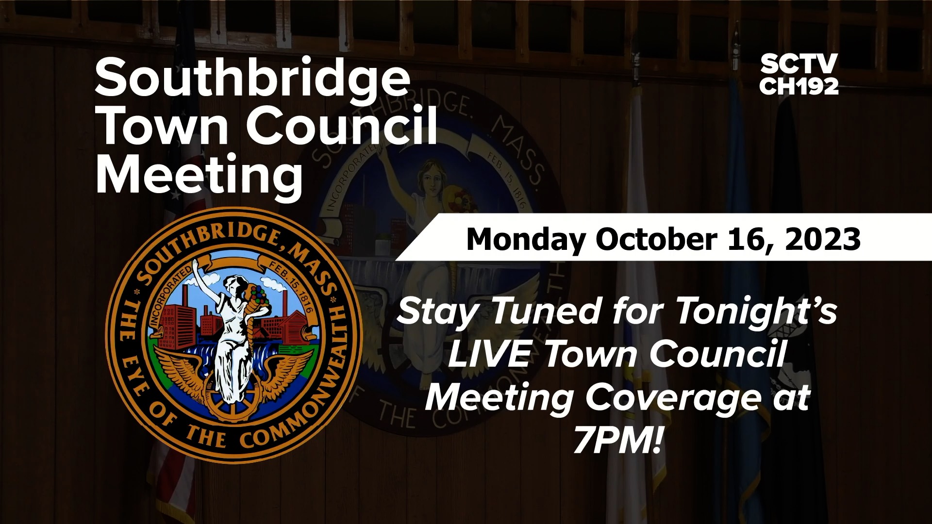 Thumbnail image for Southbridge Town Council Meeting - 10/16/2023